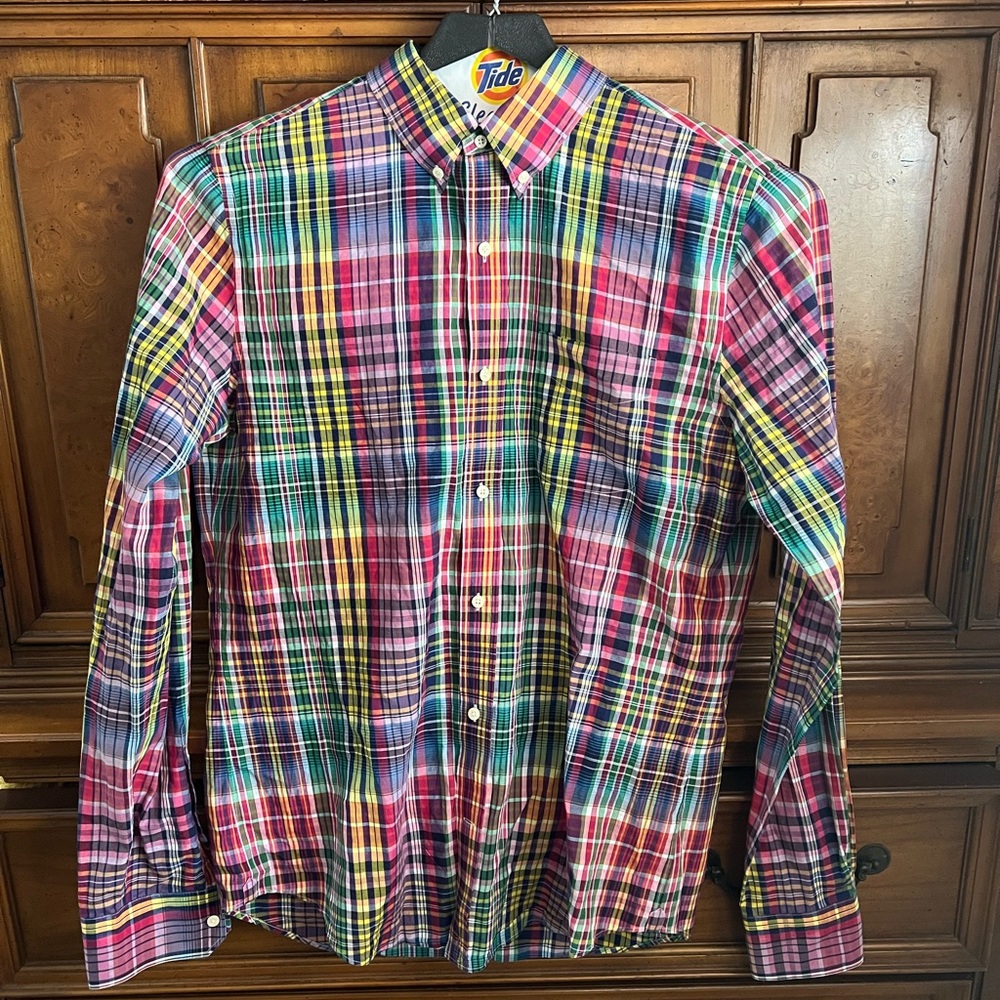 Vince Men’s Rainbow Plaid Cotton Button Front Shirt
